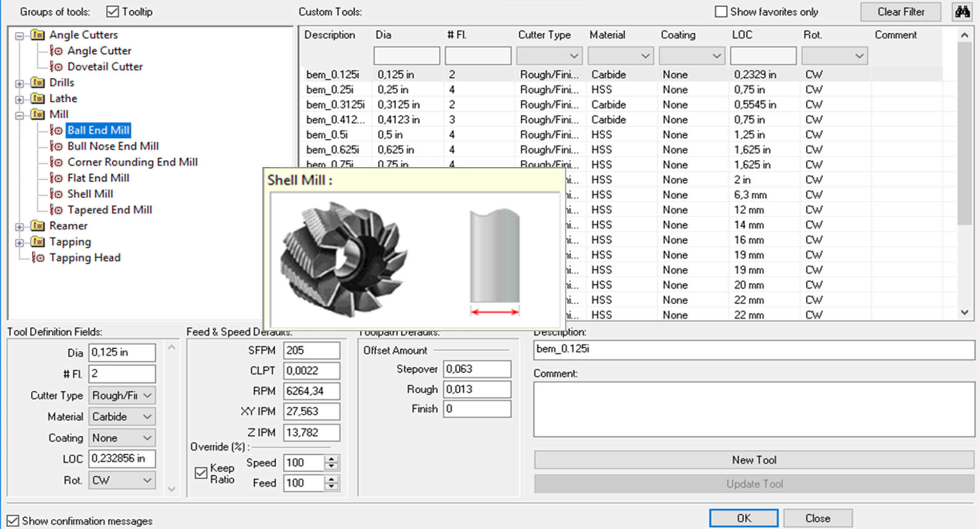 Tool and material database