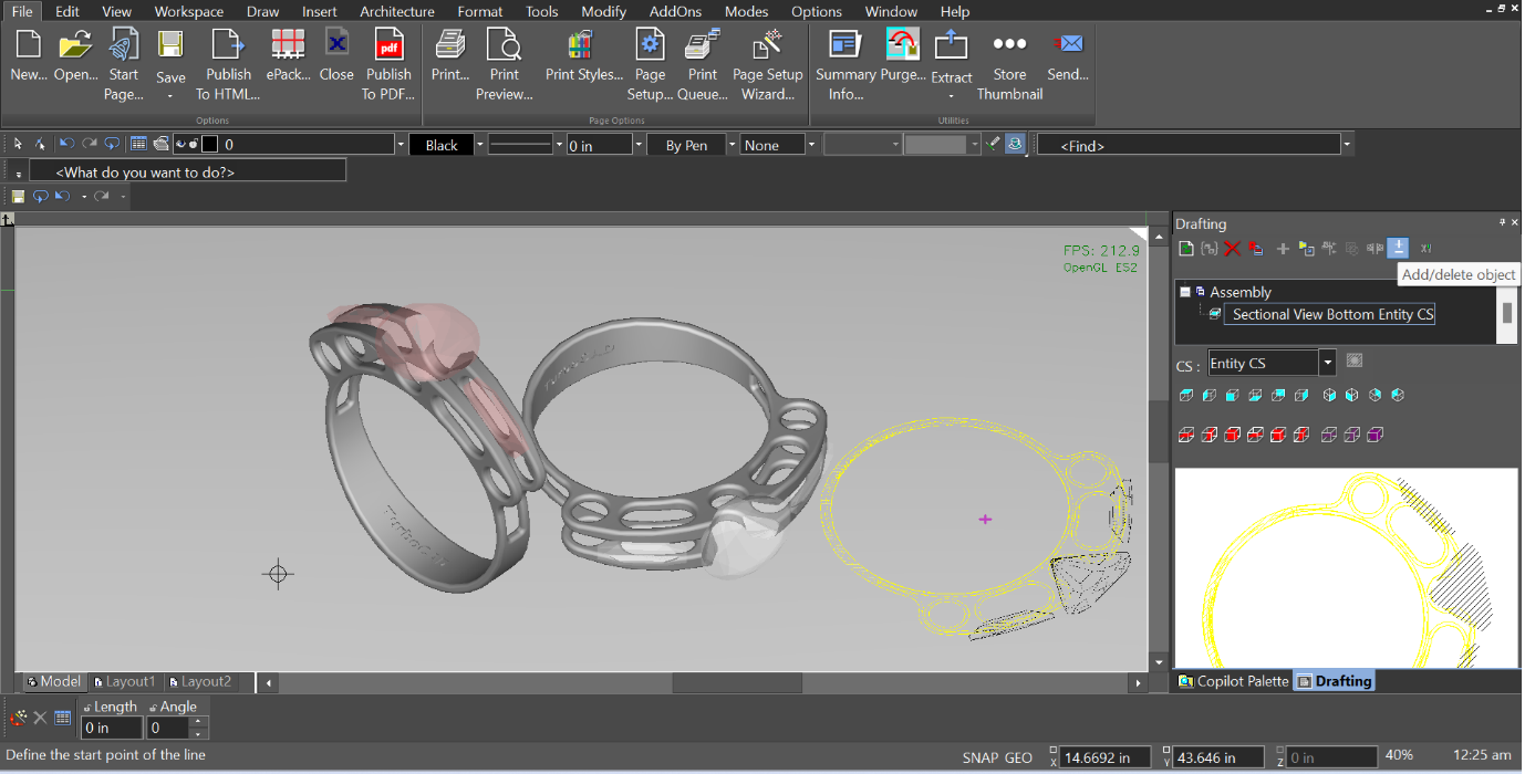 Dynamic drafting palette
