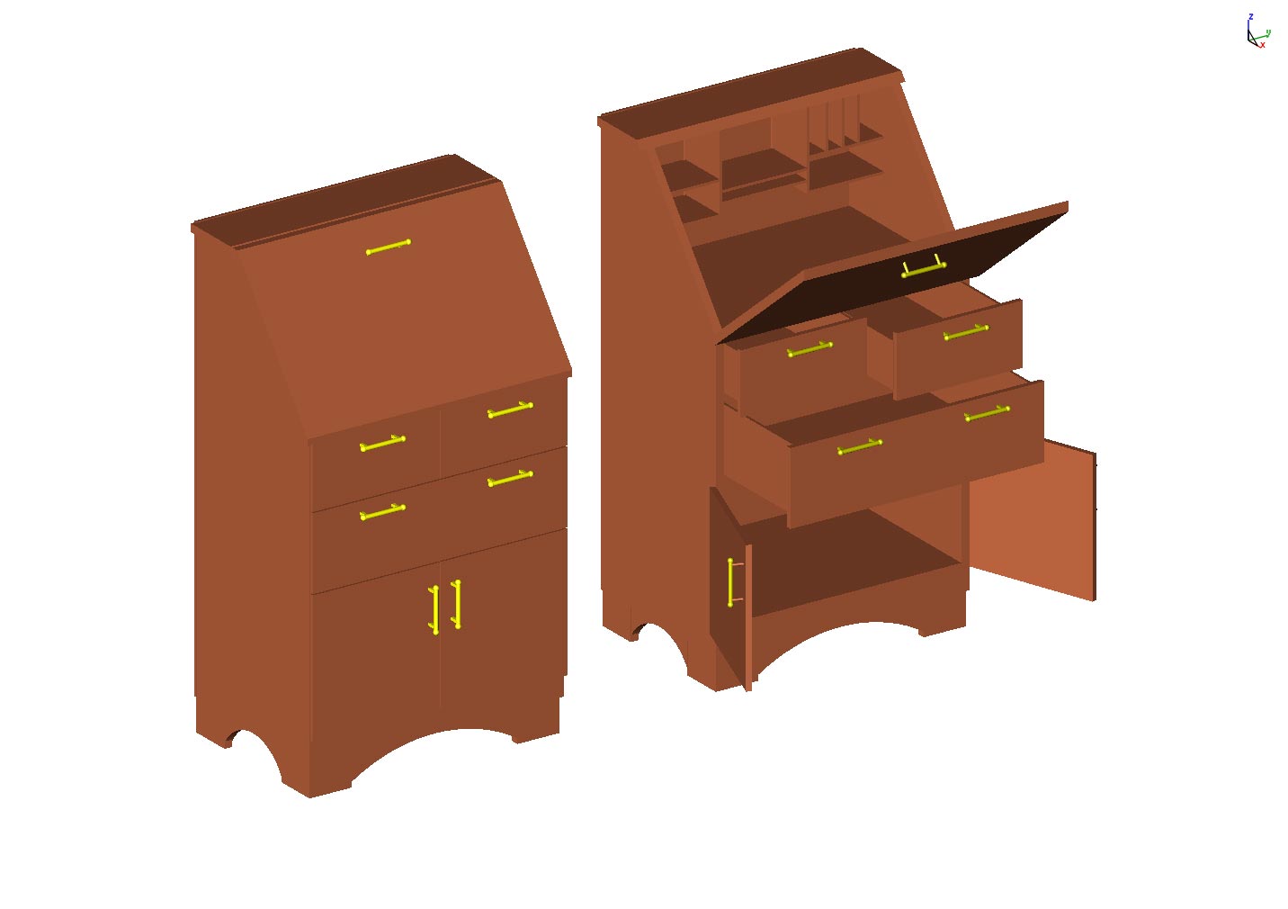 Secretary Desk, CAD drawing