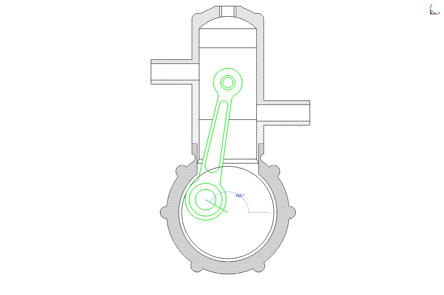 2D Engine Cutaway, CAD drawing