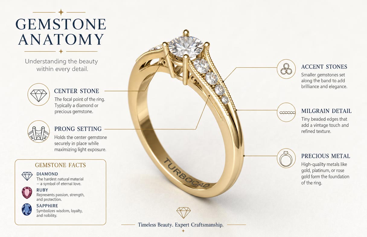 Jewelry Infogram, rendered by Copilot
