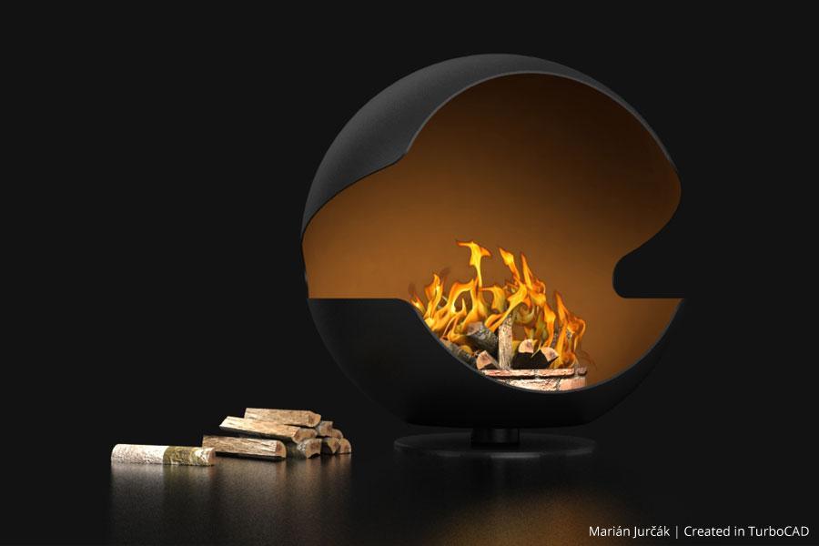 Globe fireplace conceptual design