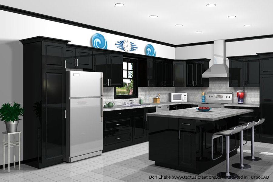 A kitchen rendered in TurboCAD by Don Cheke