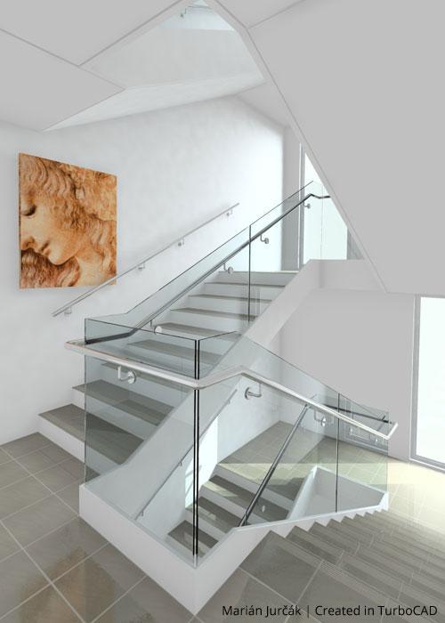 Modern staircase white glass