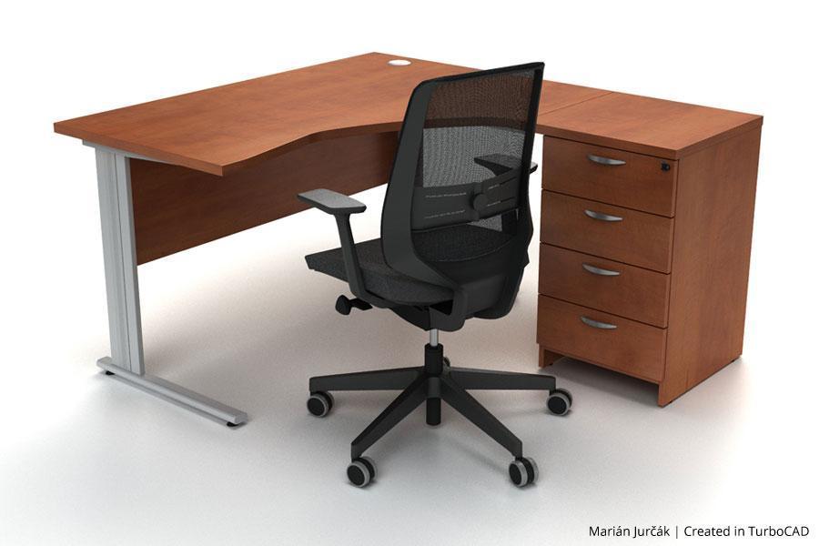 Wood and metal desk with office chair
