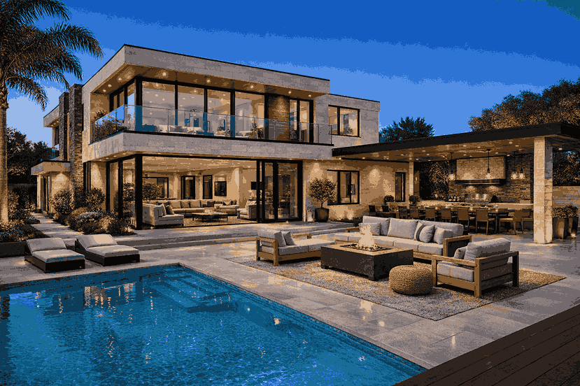 The same home rendered by Copilot in the Luxury Estate style