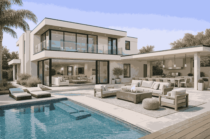 The same home rendered by Copilot in the Minimalist style