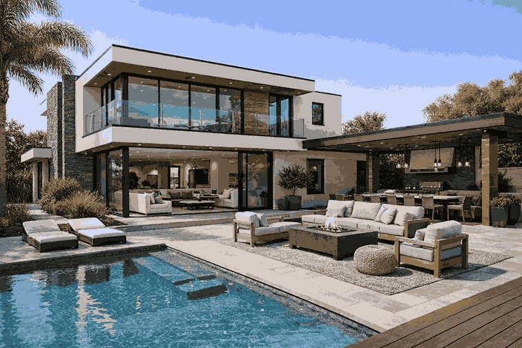 The same home rendered by Copilot in the Photorealistic style