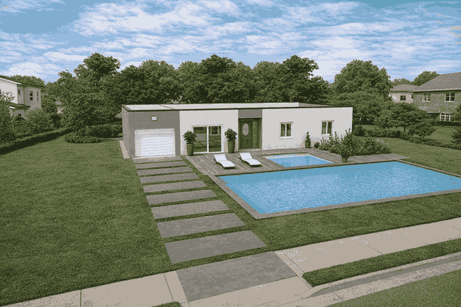 Residential exterior, rendered by Copilot